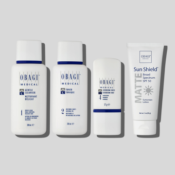 Bộ chăm sóc da khô cơ bản Obagi Gentle Cleanser & Obagi Medical Toner & Obagi Medical Exfoderm Forte & Obagi Sunshield Matte