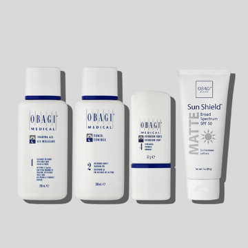 Bộ chăm sóc da dầu cơ bản Obagi Gentle Cleanser & Obagi Medical Toner & Obagi Medical Exfoderm Forte & Obagi Sunshield Matte
