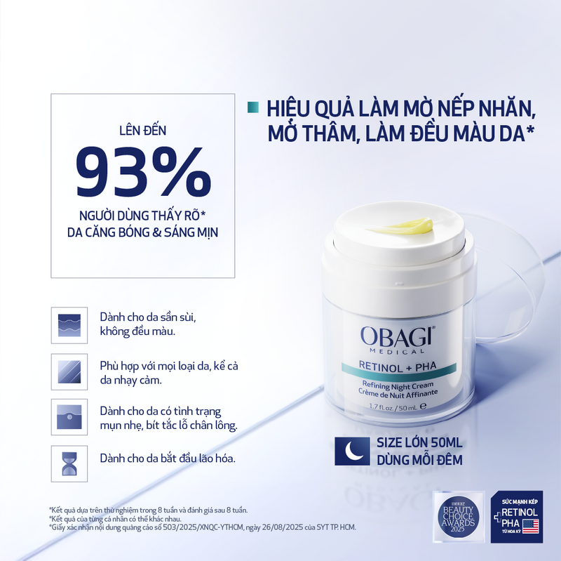 Kem dưỡng tái tạo & trẻ hóa da ban đêm Obagi Medical Retinol + PHA
