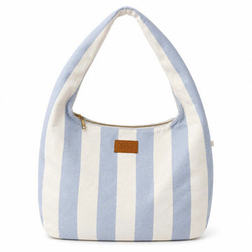 [GIFT] Túi xách Hobo Canvas kẻ sọc - Xanh Pastel