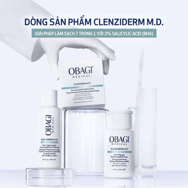 Miếng pad peel da làm sạch tế bào da chết và cải thiện bề mặt căng bóng CLENZIDERM M.D.® RESURFACING MULTI-ACID (30 miếng)