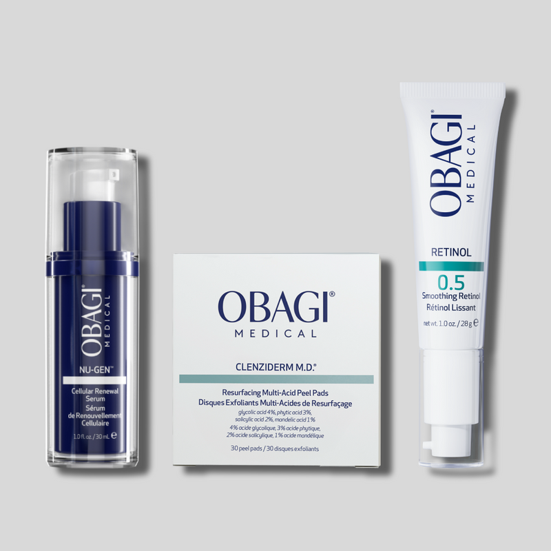 Bộ Ba Căng Mướt & Trẻ Hóa Da chuyên sâu Nu-Gen 30ml + Clenziderm Peel Pad (30 pads) + Retinol 0.5 28g