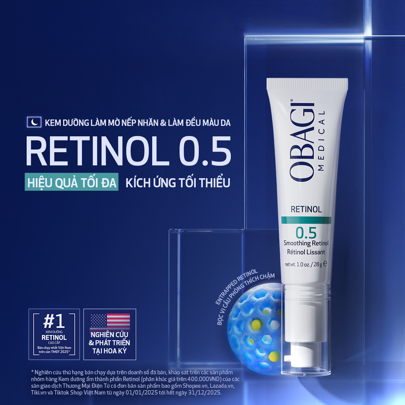 Kem dưỡng làm mờ nếp nhăn & làm đều màu da Obagi Retinol 0.5