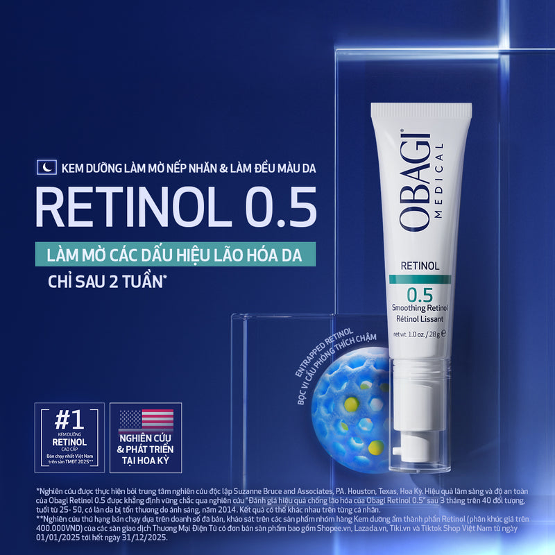 Kem dưỡng làm mờ nếp nhăn & làm đều màu da Obagi Retinol 0.5