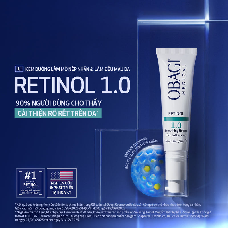 Kem dưỡng làm mờ nếp nhăn, mờ thâm & làm đều màu da Obagi Retinol 1.0