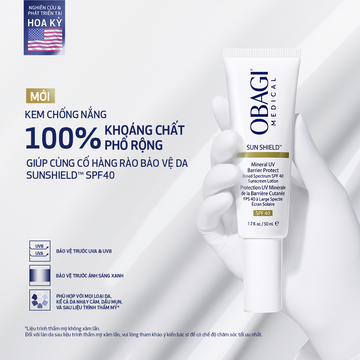Kem Chống Nắng 100% Khoáng Chất Phổ Rộng Giúp Củng Cố Hàng Rào Bảo Vệ Da Obagi Medical Sunshield™ SPF40