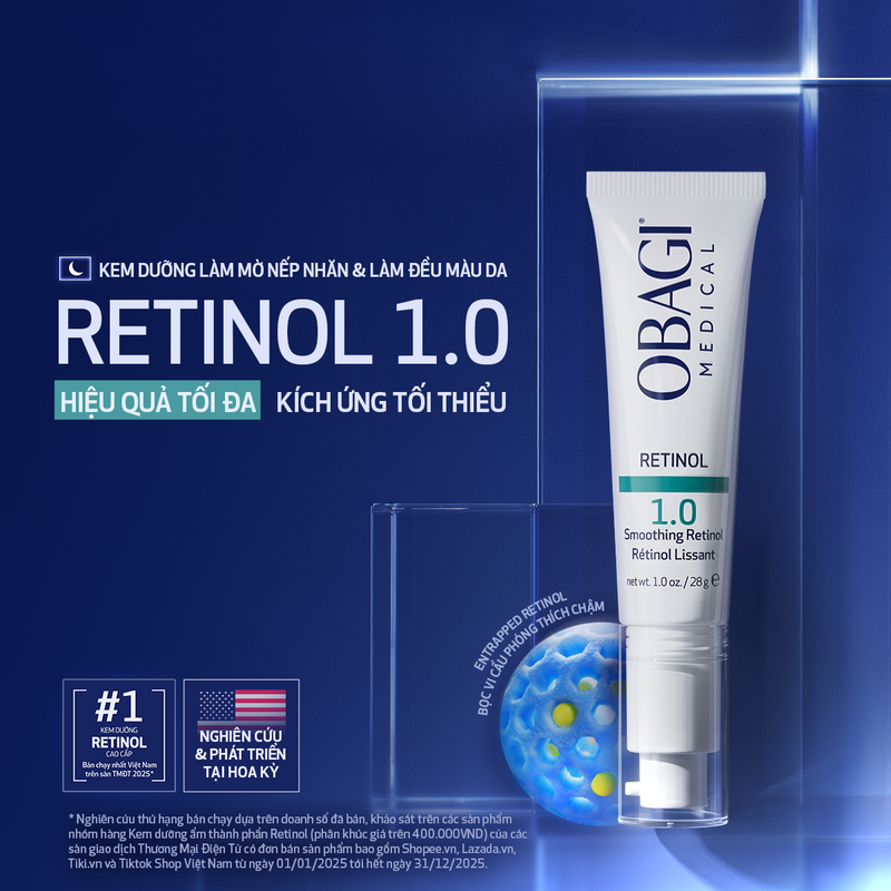 Kem dưỡng làm mờ nếp nhăn, mờ thâm & làm đều màu da Obagi Retinol 1.0
