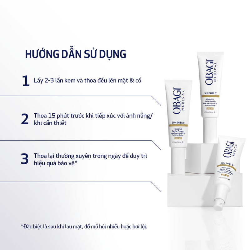 Kem Chống Nắng 100% Khoáng Chất Phổ Rộng Giúp Củng Cố Hàng Rào Bảo Vệ Da Obagi Medical Sunshield™ SPF40